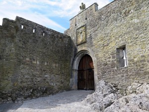 Into a courtyard