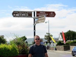 Kevin and a Dingle street sign