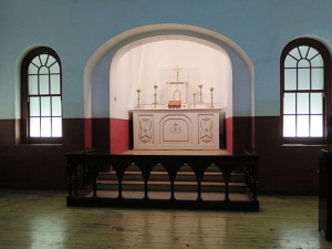 The altar at the jail, where a couple was married and the prisoner was immediately sent to his cell after the ceremony