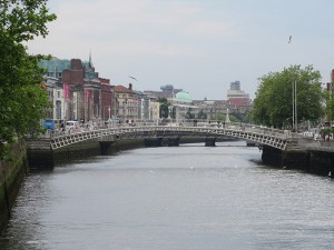 Ha'penny Bridge spanning The Liffey