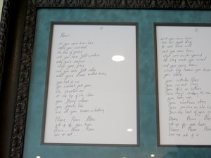 Bono's handwritten lyrics to Please