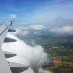 Leaving England, up in the clouds