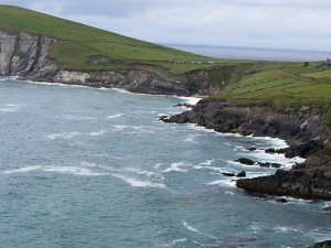 Green hills, blue water