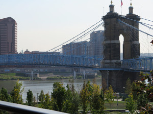 Bridge designed by Roebling, who also did the Brooklyn Bridge