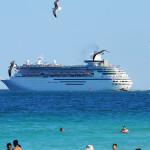 Cruise ship leaving the port