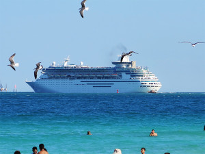 Cruise ship leaving the port